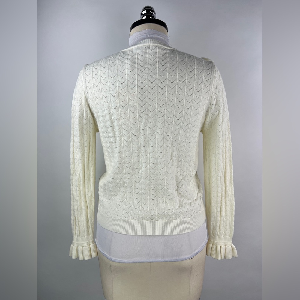 💚 2963. Ruffled Button Front Cream Cardigan - Picture 2 of 7